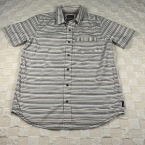 prAna Men's Small Button Up Short‎ Sleeve Striped Shirt